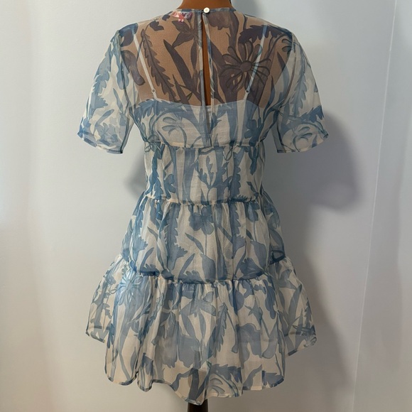 Staud Blue Floral Mini Dress - Small - Picture 3 of 7